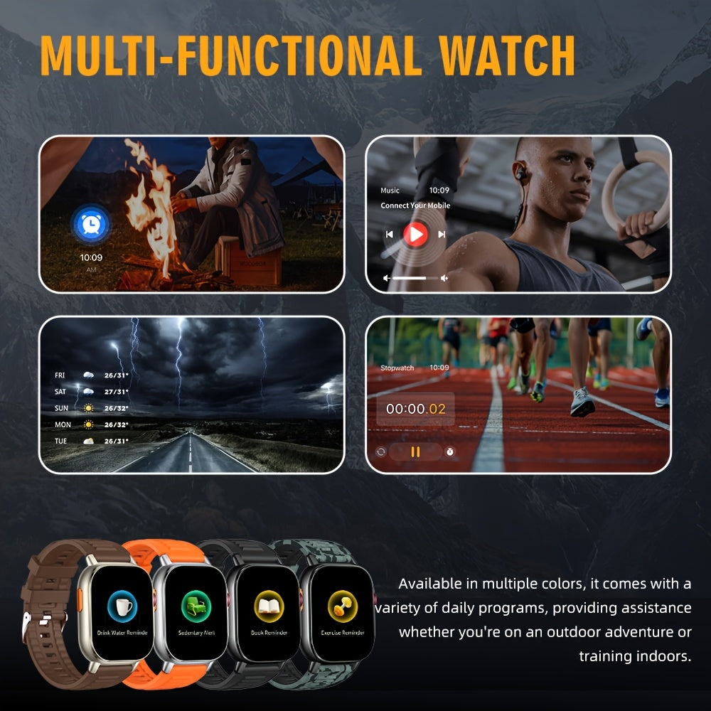 New 2.01-Inch Large Screen GPS Smartwatch with Precise Tracking, Route Display, Wireless Calls, Message Alerts, LED Flashlight, High-Quality Design, 100+ Sports Modes, Compass, Barometer, 460mAh Battery, IP68 Waterproof – E