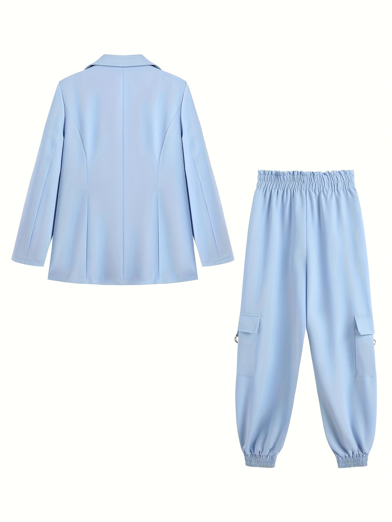 2025 Spring and Autumn Fashion Women's Solid Color Temperament Casual Suit Jacket + Elastic Waist Cuff Pants Set Commuter All-match Two-piece Set