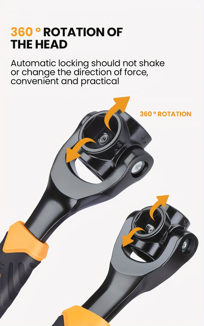 AIRAJ Multi-functional Socket Wrench Head 360 Degree Rotation Automatic Locking Hardness High Torque High Not Slip Gear Applicable Scope Is Wide, Can Be Used for Maintenance, Car Maintenance, Bicycle Maintenance, Bicycle Repa