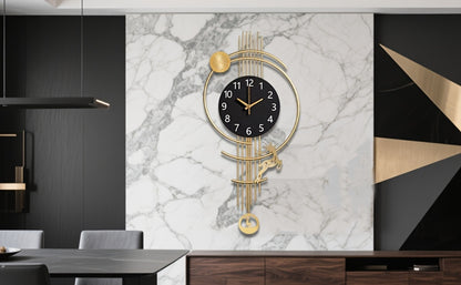 Large Silent Wall Clock with Quartz Movement - Nautical Theme, Wood & Metal Retro Modern Design, Digital Display, Auto-Off, AA Battery Operated (Not Included), Ideal for Living Room, Kitchen, Office Decor, Clock Wall Decor, M