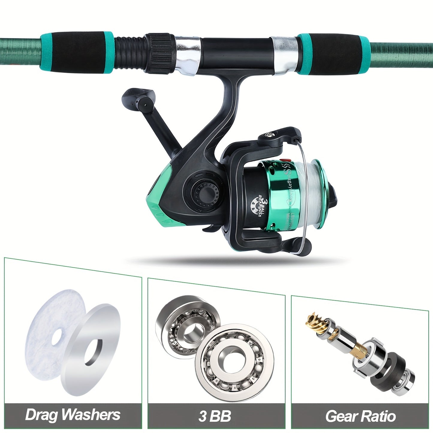 Sougayilang Fishing Rod Combo Set, 1.8m Telescopic Sea Fishing Pole With Reel, Line, Lures & Accessories For Beginners