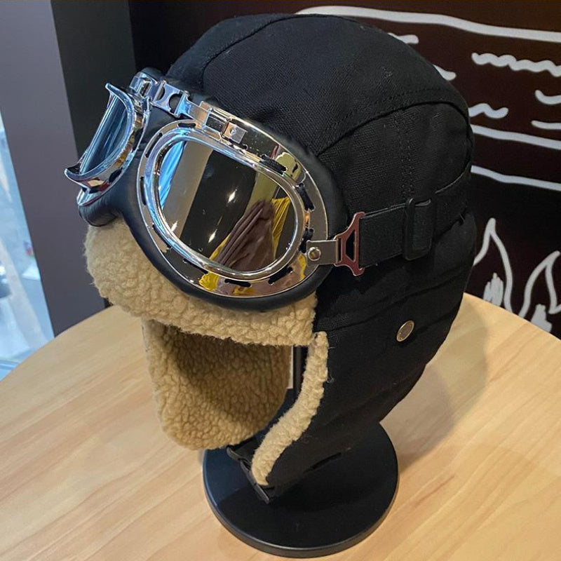 Unisex Winter Outdoor Hat with Goggles, Thickened Lining and Warm Ear Flaps for Cycling Ski Activities, Winter Hats For Men, Winter Hats For Women, Snow Hat, Winter Thermal Hat, Winter Goggles, Ski Helmet With Goggles, Winter