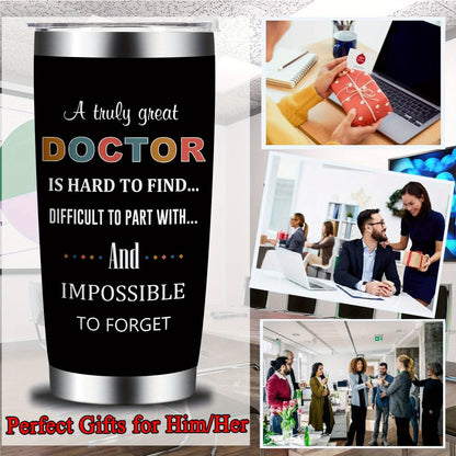 Doctor Gifts - 20oz Tumbler, Doctor Appreciation Gifts for Men & Women, Best Retirement Gifts for Doctors, Dr. MD Cup, Future Doctor Graduation Gift- Stainless Steel Edge Design