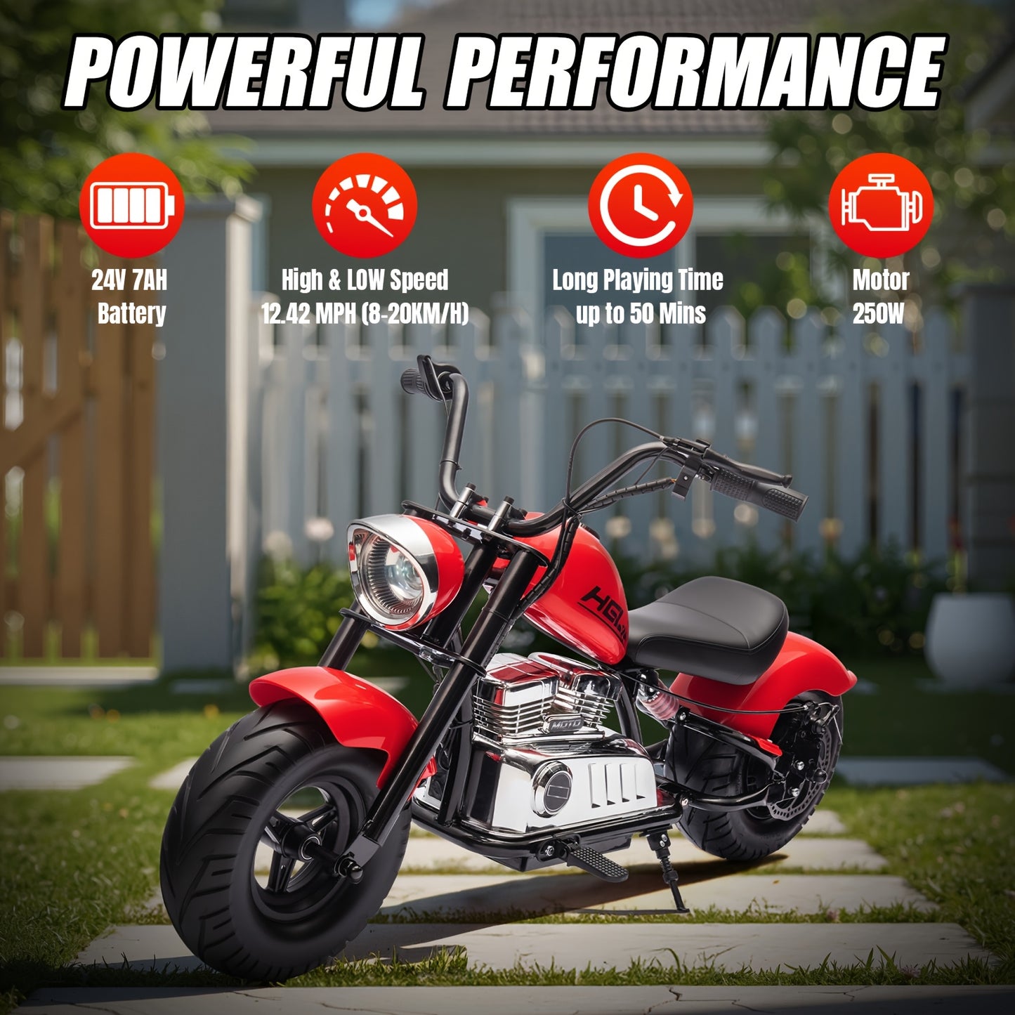 24V Electric Dirt Bike, Kids Motorcycle Ride on Toy for Big Kids, w/Raised Handlebars, Power Display, Twist-Grip Throttle, Shock Springs, Key Start, Handbrake