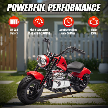 24V Electric Dirt Bike, Kids Motorcycle Ride on Toy for Big Kids, w/Raised Handlebars, Power Display, Twist-Grip Throttle, Shock Springs, Key Start, Handbrake
