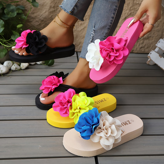 Women's Slip-On Floral sandal - Slipresistant Rubber Sole, Pink & Yellow Floral pattern, Cushioned insole - All-Season Beach, Casual, Formal Footwear - Easy-Clean Women's Shoes