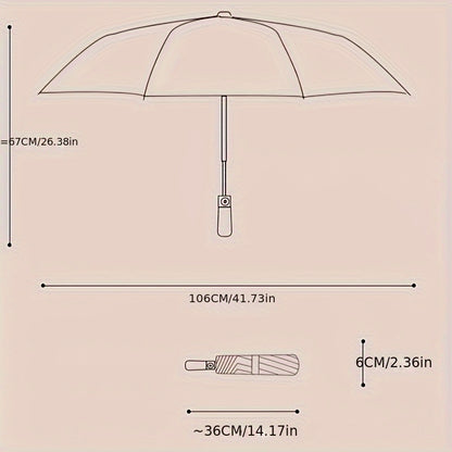 Heavy-Duty Automatic Open Windproof Umbrella with 26+ Ribs - All-Weather Windproof, Compact Folding Design, Elegant Burgundy/Beige/Blue - for Business, Travel, Commuting - Ideal for Professionals & Everyday Use, Professional