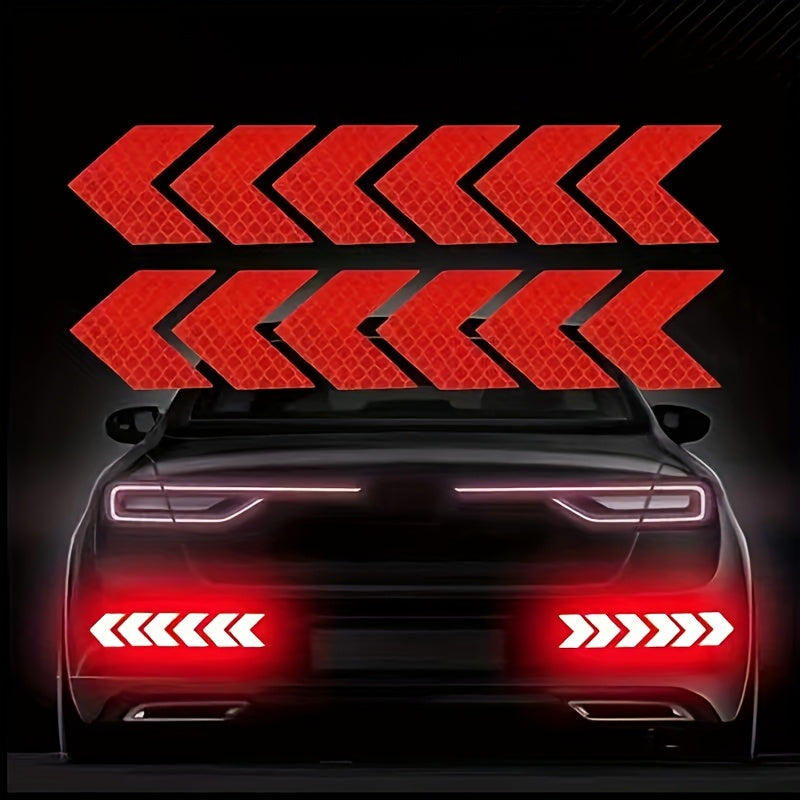 48pcs Set of Waterproof Reflective Arrow Stickers for Cars, RVs, Motorcycles, and Bicycles - Universal Nighttime Warning Decals, Car Decals, Christmas Gift, Car Decal Red Green, Car Accessorie, Reflective Sticker, Car Sticker