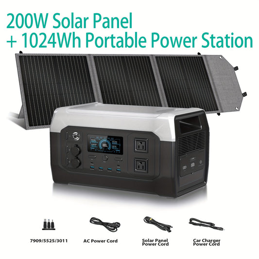 1024Wh 1600W Portable Power Station with 100W Solar Panel (Sold Separately) | LiFePO4 Battery, UPS Function, 2x110V AC Outlets, USB/DC/Car Ports | Solar Generator for Camping, Home Backup, RV, Outdoor Events | 24H Runtime
