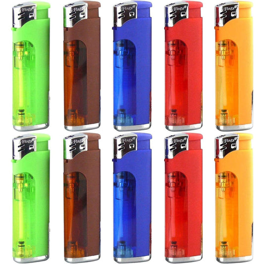 10 Pack - Refillable Butane Lighter with LED Flashlight