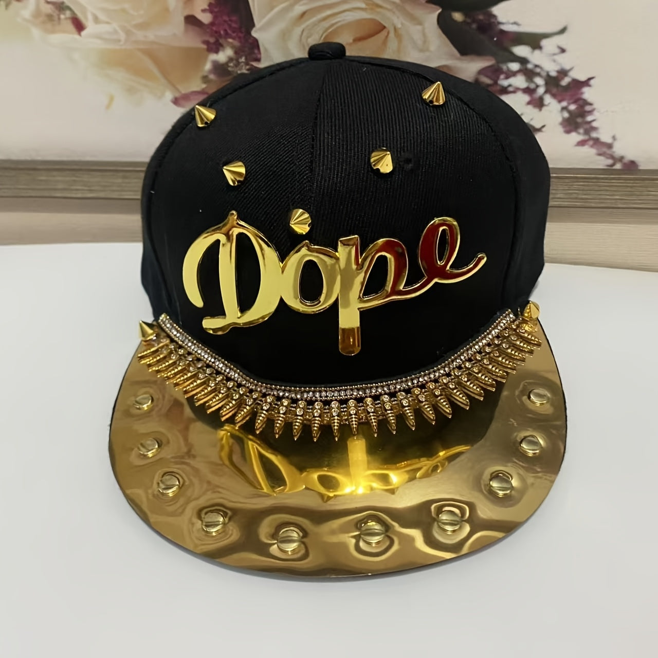 Men's Punk Hip-Hop Snapback Baseball Cap with "Dope" Lettering - Lightweight Adjustable Hat in Beige, Camo, Blue & Red/Golden for Streetwear & Casual Style