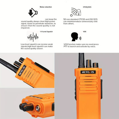 Retevis RT29 Two Way Radios Long Range, Heavy Duty 2 Way Radio for Adults, Professional Walkie Talkies with Mic, VOX, Emergency Alarm, for Survive Adventure Hunting(2 Pack)