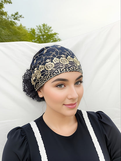 2pcs Women'S Embroidered Floral Breathable Stretch Headwrap | Multi-color Elastic Casual Cute Bohemian Muslim Turban for Hair Covering and Daily Wear