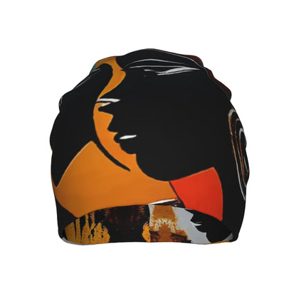 BIIHUDU African Tribal Women & Men's Beanie Hat - Unisex Boho Bonnet with Ghanaian/ Nigerian/ Maasai Patterns, Black/Orange/Red/Blue/White/Teal/ Golden/ Brown/ Turquoise - Cultural Headwear for Parties & Everyday Style, Beani
