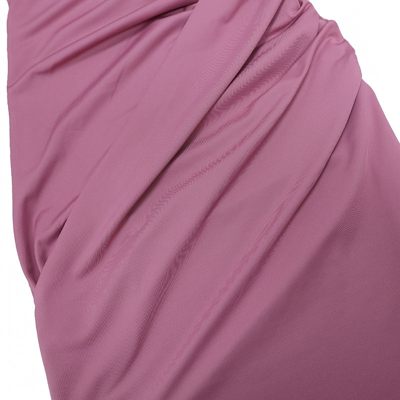 Sexy Mauve One-Shoulder Bodycon Maxi Dress with High Slit - Evening Gown, Party Wedding Prom Dress, Machine Washable Thigh-High Split Dress for Spring/Summer Events (Stock Available)