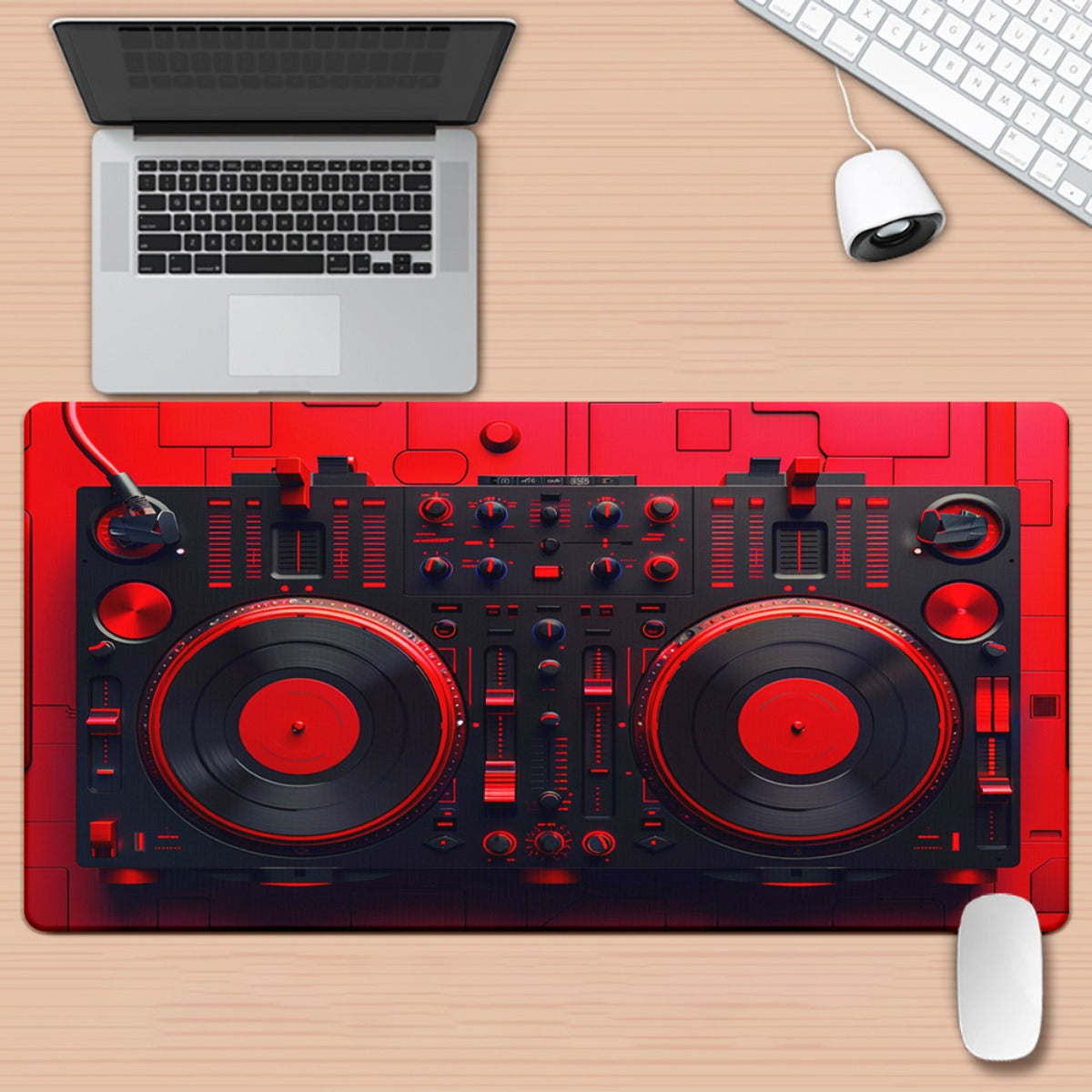 1pc Red DJ Equipment Pad for Desk, Gaming, Office Decor, Non-Slip Rubber Base, XXL Computer Mouse Pad, Multi Functional Mouse Pad for Office, Large Mousepad XXL Mouse Pad.