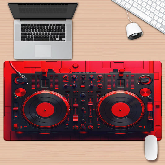 1pc Red DJ Equipment Pad for Desk, Gaming, Office Decor, Non-Slip Rubber Base, XXL Computer Mouse Pad, Multi Functional Mouse Pad for Office, Large Mousepad XXL Mouse Pad.