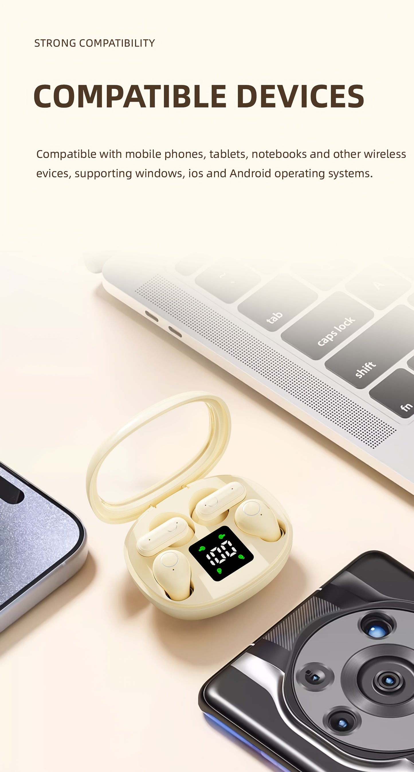Ultra Small Mini Sleep, Short Handle Sports Wireless Earphones, HiFi Bass Stereo Dual Sound Quality 5.4 Wireless Earphones, Comfortable Noise Reduction Wearing, High-definition Digital Display With Microphone, Ultra Long Stan