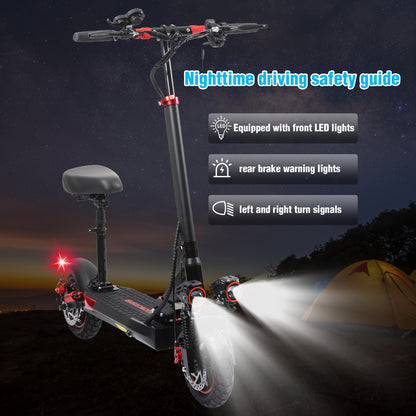 Foldable Electric Scooter with Detachable Seat & 10" All-Terrain Vacuum Tires - 48V15Ah/55KM Range, 50KM/H Speed, Dual Disc Brakes, Heavy-Duty e-Scooter for Off-Road, Commuting, Hills - Global Voltage ( Plug)