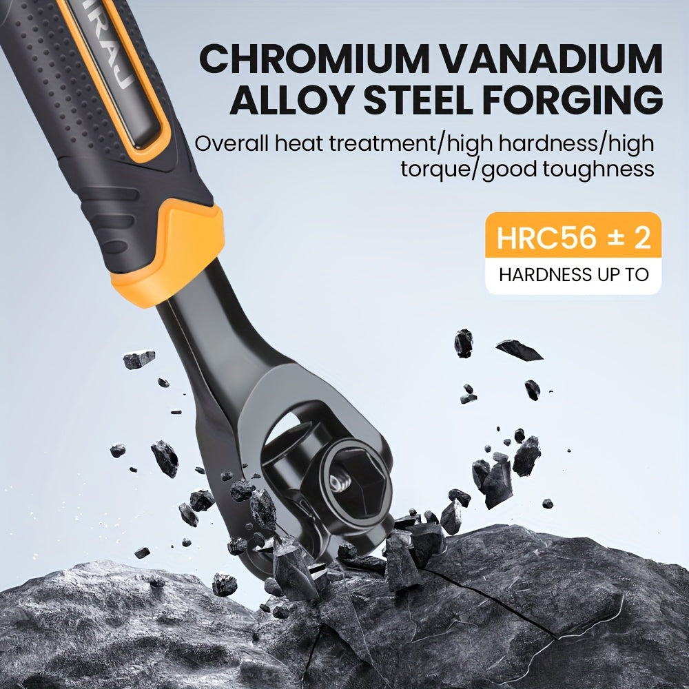 AIRAJ Multi-functional Socket Wrench Head 360 Degree Rotation Automatic Locking Hardness High Torque High Not Slip Gear Applicable Scope Is Wide, Can Be Used for Maintenance, Car Maintenance, Bicycle Maintenance, Bicycle Repa