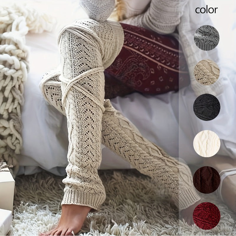 Women's Warm Over-the-Knee Knee-High Sock Covers - Solid Color Thermal Winter Socks Suitable for Cold Weather, Machine Washable, for & Casual Attire (All-Season)