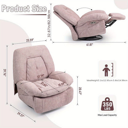 Electric Massage Recliner Chair with Heat - 360° Swivel & Rocking Recliner w/ USB Charging & Storage Pocket(for Christmas Gift)