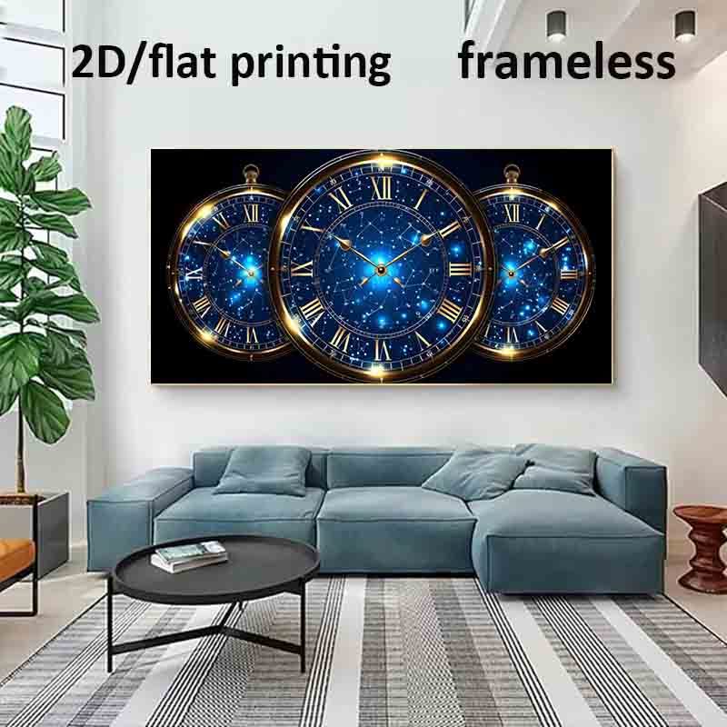 1pc Extra Large Modern Celestial Wall Art Poster - Timeless Constellations Canvas Print with Roman Numerals, Deep Blue & Golden Accents - Frameless Large Wall Decor for Living Room, Bedroom, Office - Easy Hanging Installation