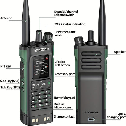 BAOFENG DM-32 DMR Handheld Two-Way Radio 10W Long Range GPS & NOAA Weather Alert, UHF 136-174/400-470MHz, 2500mAh Battery with USB-C Charging, Compatible with DM32UV Repeater for Camping,, Fishing, Emergency (DMR/Moto)
