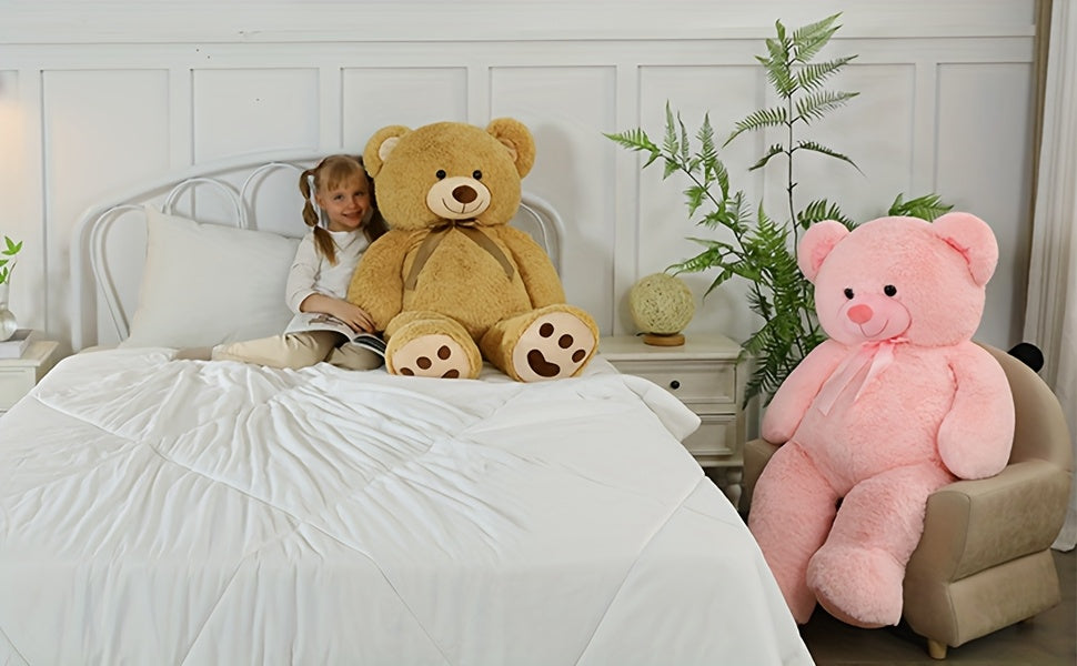 MorisMos Giant Teddy Bear Stuffed Animal 4ft, Big Teddy Bear Plush For Shower, Life Size Stuffed Bear Gifts For Kids, Girls, Girlfriend, Women On Valentine, Christmas, Birthday, Light Brown