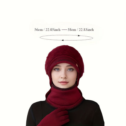 1pc Women's Winter Warm Ears- -like Hat with Elastic - Adjustable Toggle Closure, Soft Beige/Brown Tassels - Lightweight Warm for Elderly/Grandmothers/Mothers - Christmas/Hiking/Running - European-Inspired Gift (