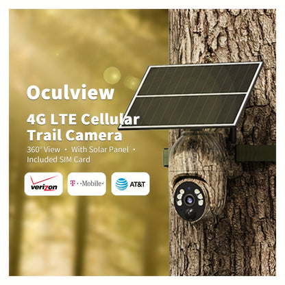 SEHMUA 4G Solar LTE Cellular Trail Camera With 360° Pan Tilt & 2-Way Audio, 4K Live View, Security Cameras Wireless Outdoor, 0.2s Trigger, HD Night Vision, Built-in SIM Card With 7-Day FREE Data, Waterproof For Hunting & Sec