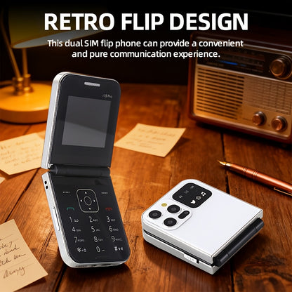 Dual-Sim Flip Phone | Retro Design With 2G Network, 1350Mah Battery, Multifunctional Features Including Entertainment, Tools, File Management, Audio Player, Fm Radio, Camera, Contact Management - Yue Cui I15Pro