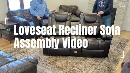 63" Brown Faux Leather Recliner Sofa with Console, Cup Holders, Lumbar Pillow & Storage Pocket - Contemporary Metal Frame Office Chair for Home or Office Use