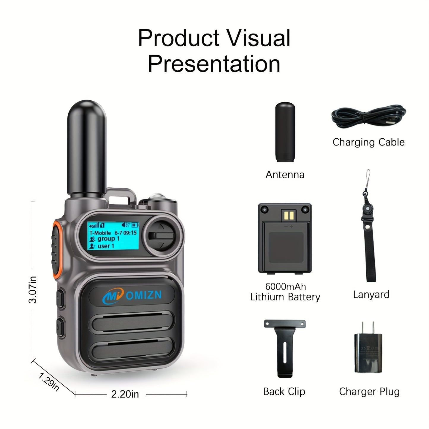 5000 Miles Long Range 4G/5G Push-to-Talk Over Cellular PTT Two-Way Radio with SIM Card - Nationwide Coverage, UHF Transceiver, USB Lithium-Polymer Battery, LCD Screen & -Theft Security for Business, Outdoor, Hunting, Construc