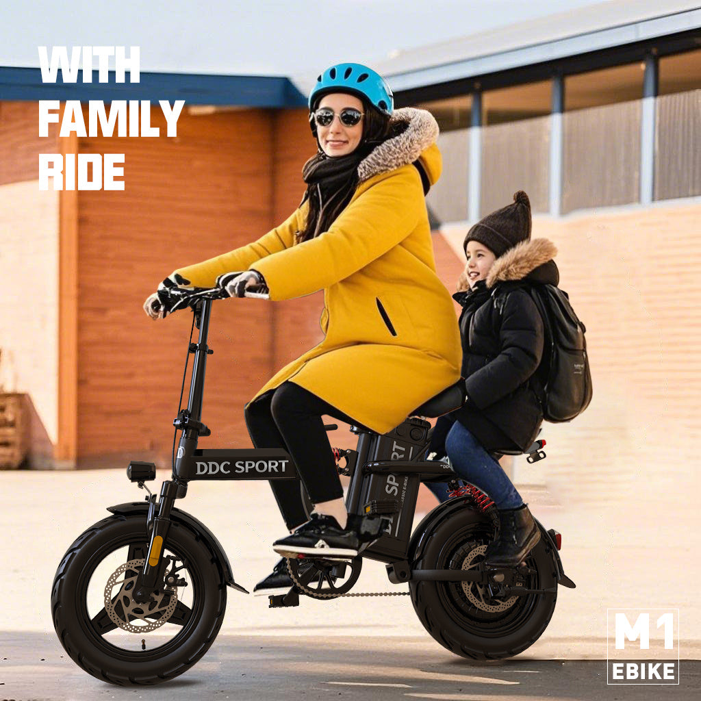 M1 Electric Bike For Adults,32 Miles Range,700W peak motor,20MPH Speed, 48V 20Ah Removable Battery, Dual Disc Brakes, Front And Rear Suspension & Commuter EBike, 14'' all-purpose tire, LCD Mileage Display