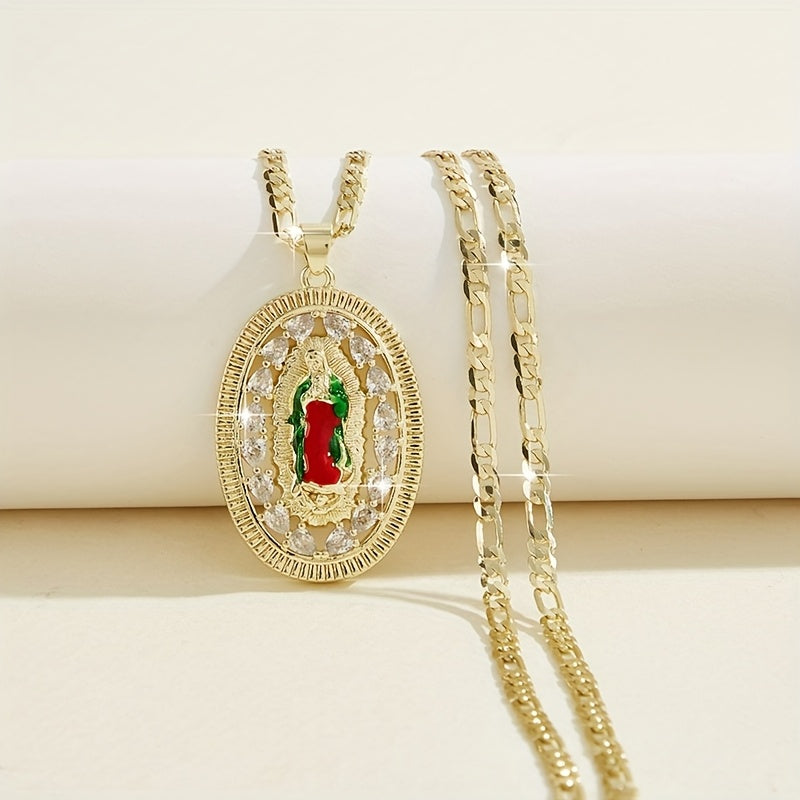 1pc Religious Jesus Christ Jewelry - 24-Inch Saint Death Pendant Necklace with Sacred Guadalupe Icon, Latin Faith Symbol for Weddings, Parties, Year-Round Wear - Women's Spanish Language Religious (Ramirez Line Collection