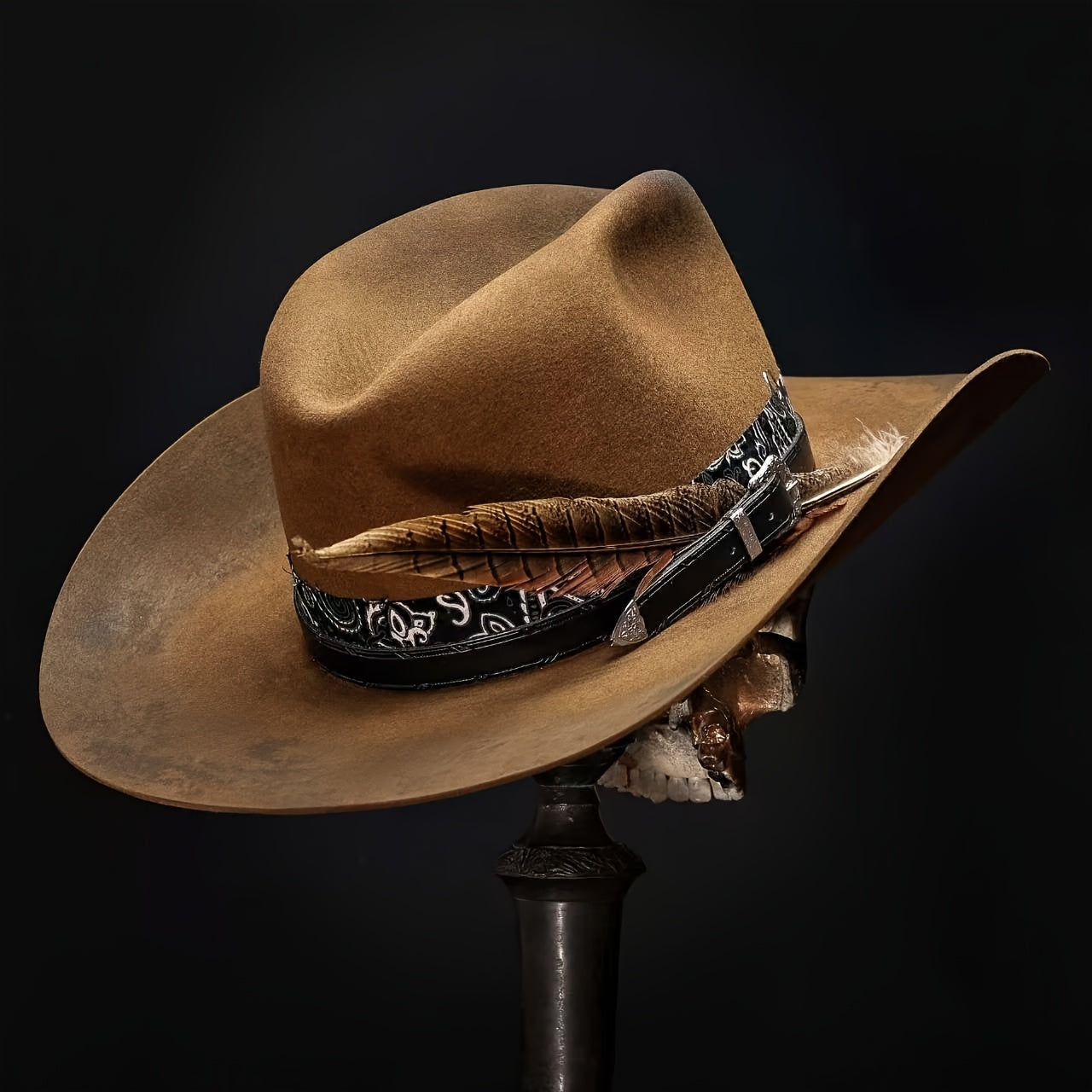Western Cowboy Hat - Solid Felt with Wide Brim for Outdoor, Rodeo, Ranch & Casual Wear | Durable Textile Material | Iconic for cowboy & Western-Themed Events