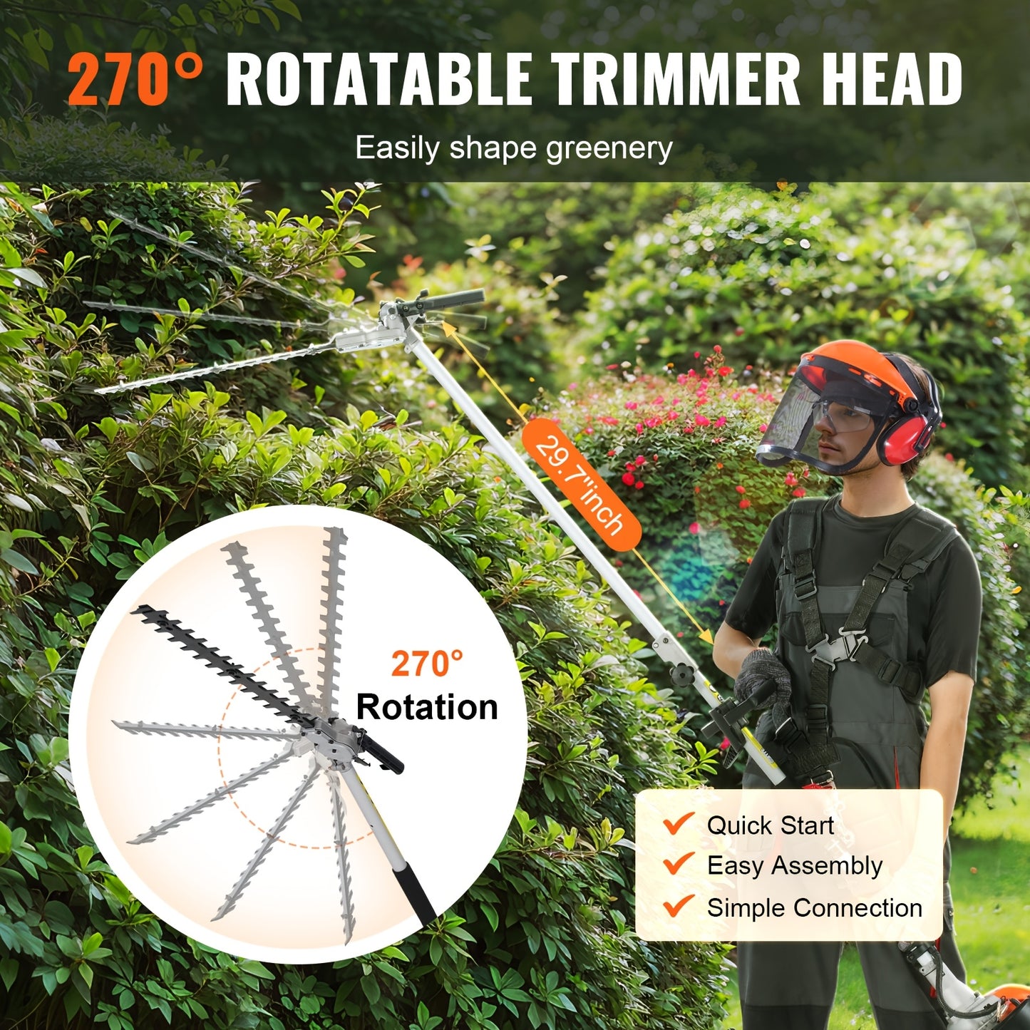 Happybuy 6-in-1 Multi-Functional Trimming Tools Gas Hedge Trimmer 33CC Weed Eater