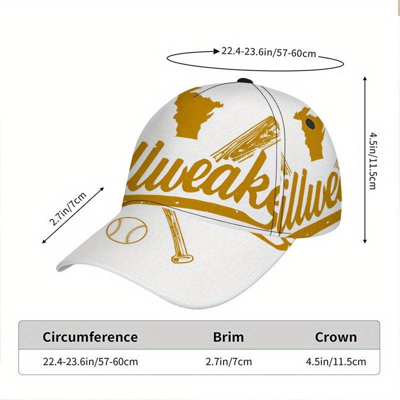 1pc Milwaukee Baseball Cap - Adjustable Snapback Hat with Full-Body Design, Vibrant Golden "Milwaukee" Emblem Print, Perfect for Sports, Running & Street Fashion, Polyester Material, Baseball Cap