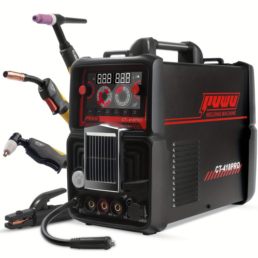 Plasma Cutter Welder Gas MIG/Gasless MIG/Lift TIG/Stick/CUT 5 In 1 Welding Machine With 110V/220V Dual Voltage, Thermal Protection IGBT Inverter LED Digital Display Multi Process Welder