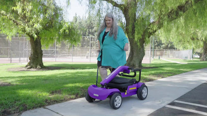 Foldable Mobility Scooter for Adults & Senior, 4 Wheels Powered Device for Travel, Lightweight and Portable, with LED Strip Light, Storage Bag, Charger Included, No Assemble Required