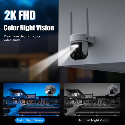 3pcs Solar-Powered Outdoor Security Cameras with AI Motion Detection, 2K HD Surveillance, PTZ (360° Pan-Tilt-Zoom), Color Night Vision, Two-Way Audio, Wireless WiFi, Solar Panel, High Quality, for Home/Business/Outdoor/Drive