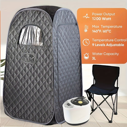 Single Sauna Sweat Steamer, Equipped with Steam Generator, Folding Chair, American Standard Plug, Can Also Steam Sauna At Home, Convenient And Movable, Ideal Family Gift