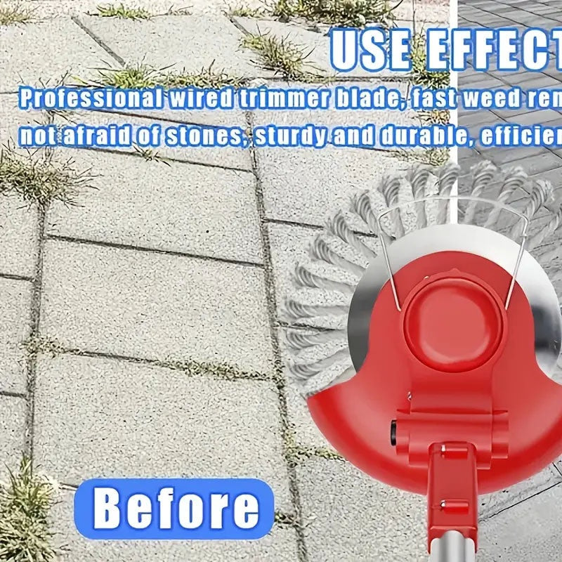 10 Inch Unbreakable Wired Trimmer Blade, Steel Wire Cutter Trimmer Head, Wire Rotary Brush Weed Trimmer Head, Weed Eater Head with Adapter Kit for Moss Grass Rust Removal