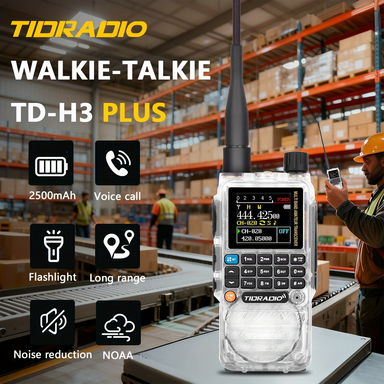 TIDRADIO H3 PLUS | Ham Radio Multi-Band Two-Way Radios with AM/ FM & Wireless Headset Compatibility | 5000km Long Range Walkie Talkies for Camping & Emergency