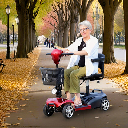 Foldable Electric Mobility Scooter for Adults, All-Terrain Scooter with Basket & Cup Holder, LED Headlight/Horn - 250W High-Speed Motor, 14-Mile Range, 265lbs Capacity, Portable Transport, Urban Commuting, Modern Transport, C