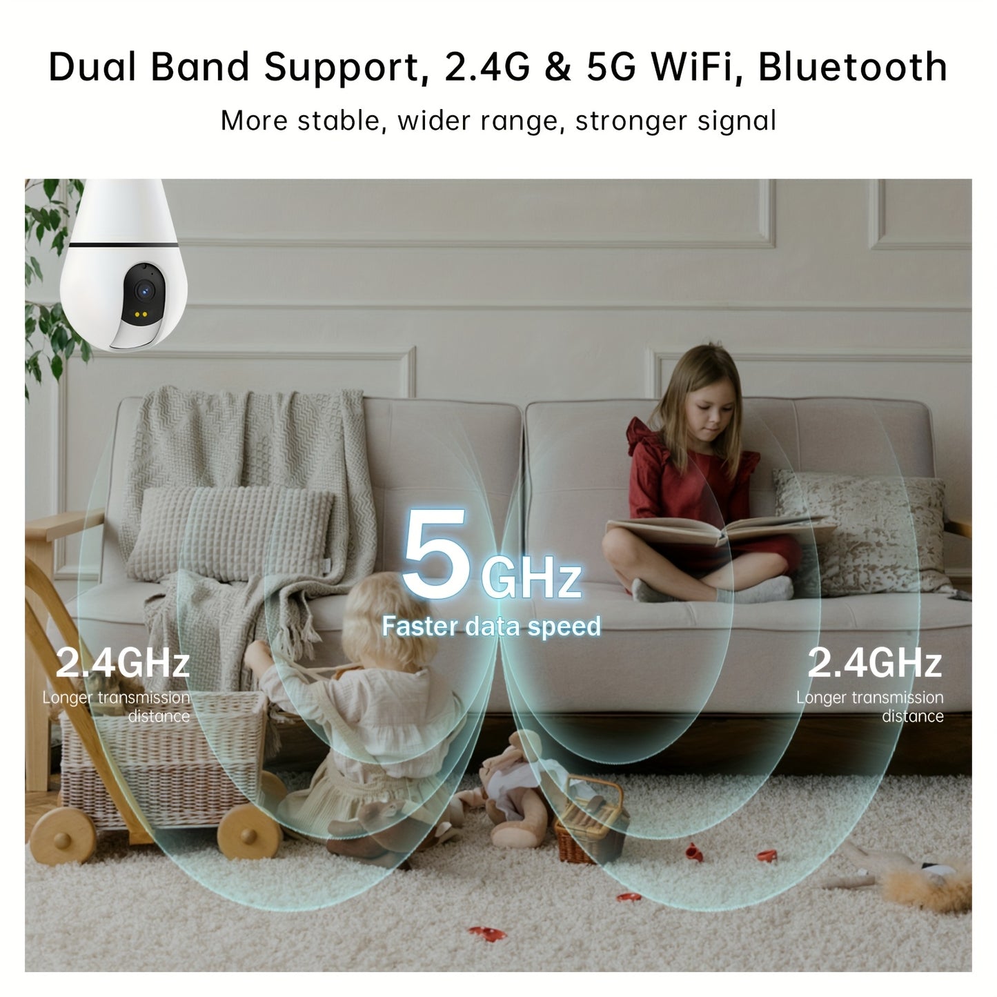 3MP Wireless Smart Light Bulb Security Camera, 2.4GHz/5G/WiFi, Connection, with 360° AI Motion Detection, 3.6mmHD Lens Full Color Night Vision, Automatic Tracking, Alarm System, Indoor, Home Security Solution, Wireless Secur