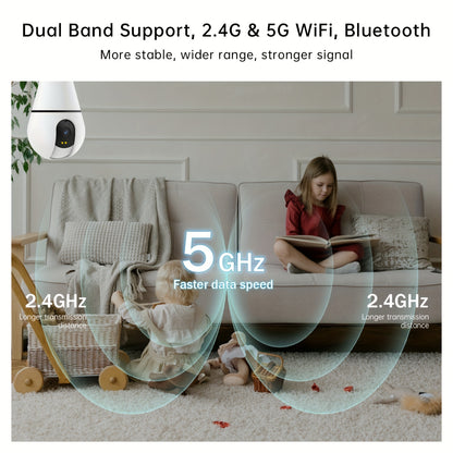 3MP Wireless Smart Light Bulb Security Camera, 2.4GHz/5G/WiFi, Connection, with 360° AI Motion Detection, 3.6mmHD Lens Full Color Night Vision, Automatic Tracking, Alarm System, Indoor, Home Security Solution, Wireless Secur