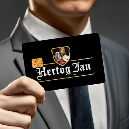 2pcs Funny Hertog Jan Royal Beer Waterproof Sticker Credit Card Light Beige Cover, Ultra-Thin, High-Quality, Scratch-Resistant, Suitable for Credit Cards, Bank Cards, Transit Cards, Removable Self-Adhesive for Most Cards, Ide