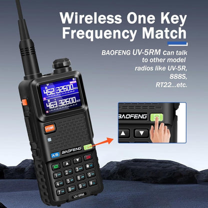 BAOFENG 5RM Ham Radio 10W Long Range Upgrade of UV-5R, Ham Radio Handheld UV-5RM Radio Multi-Band BAOFENG Radio with 771 Antenna, 2500mAh Battery Rechargeable Walkie Talkies for Adults, 2 Pack